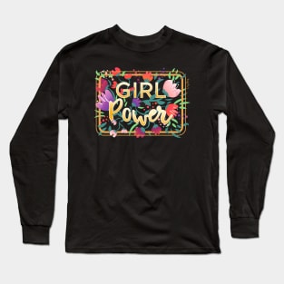 Girl Power Floral Typography Long Sleeve T-Shirt